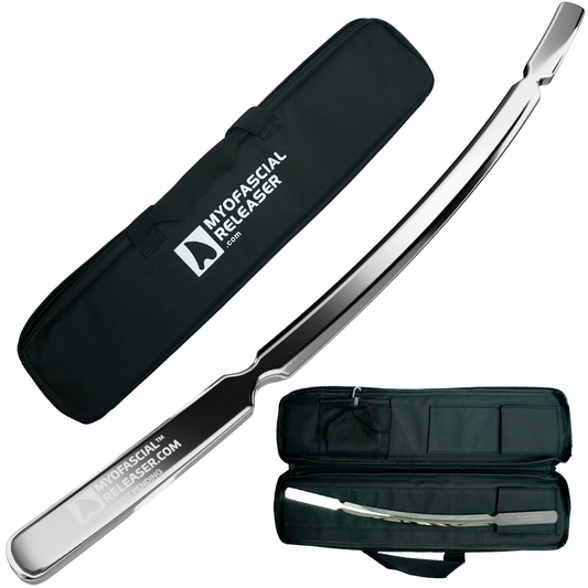 (Cresecnt Handlebar) Professional Muscle Scraper - Patented IASTM Massage Tool for Physical Therapy, GuaSha Tool for Body Myofascial Release - Medical Grade 304 Stainless Steel