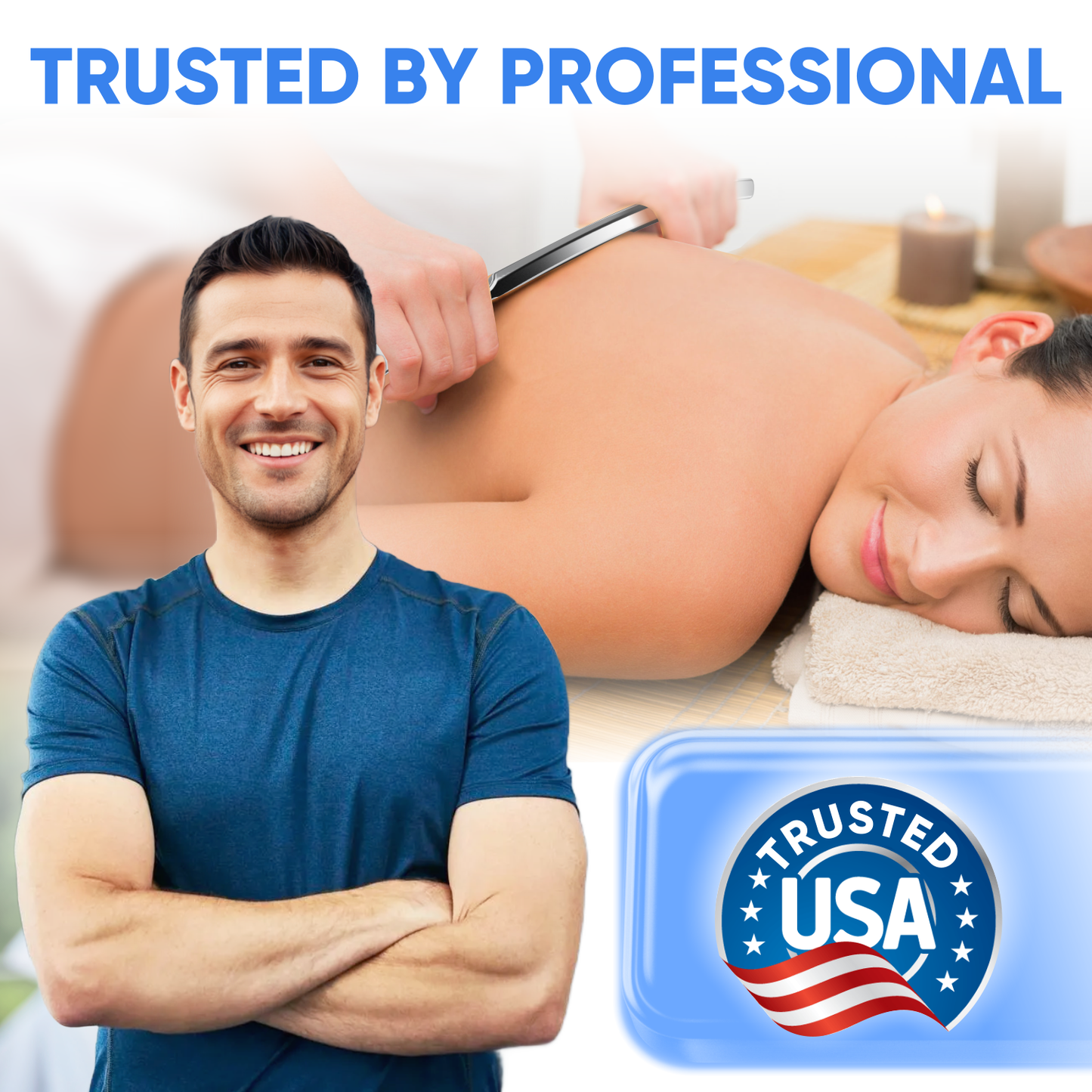 (Cresecnt Handlebar) Professional Muscle Scraper - Patented IASTM Massage Tool for Physical Therapy, GuaSha Tool for Body Myofascial Release - Medical Grade 304 Stainless Steel